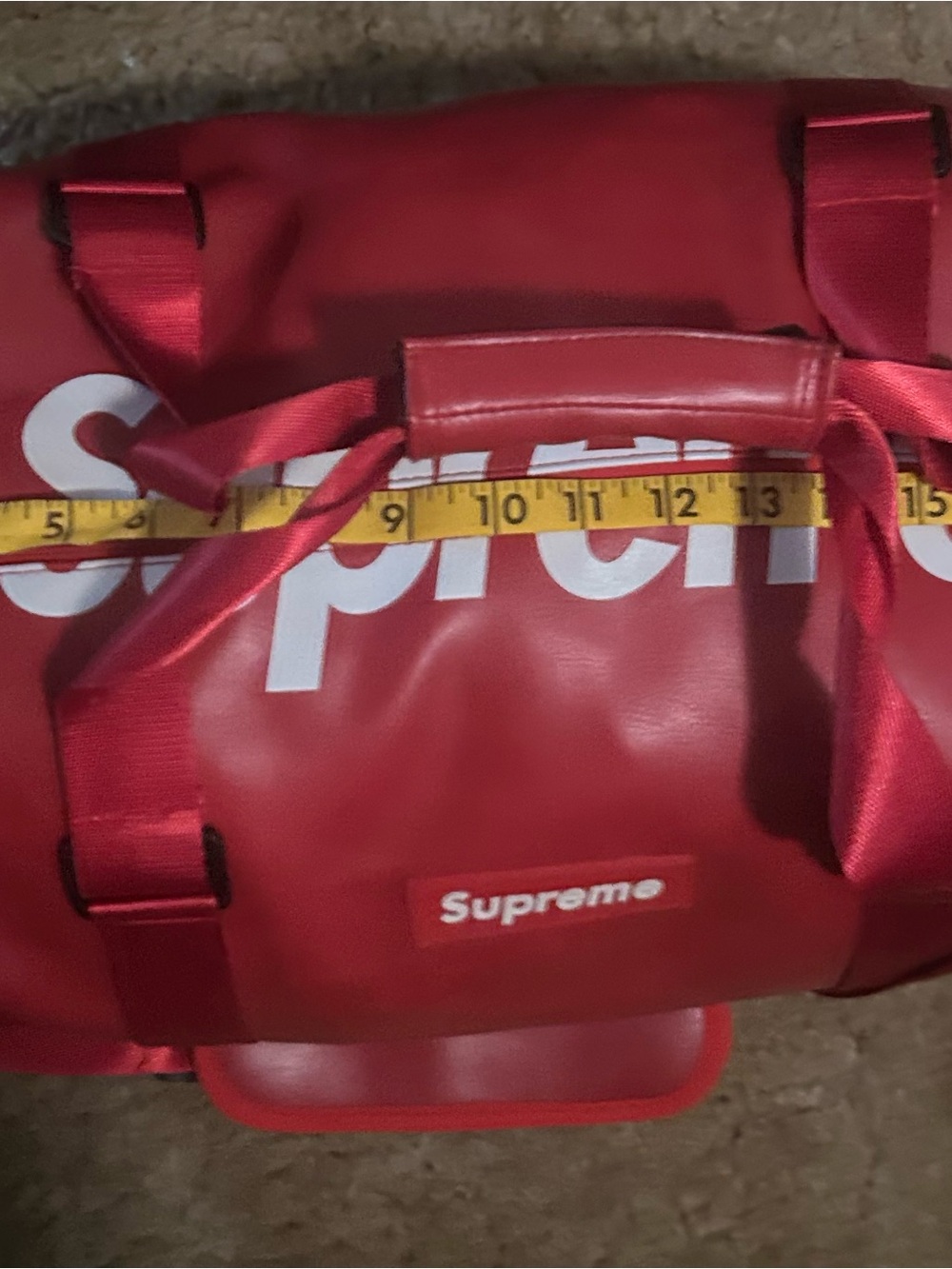 Supreme Red Duffel Bag with White Logo - Picture 9 of 11